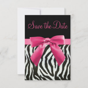 Zebrastrepen & Roze Gedrukte Strik Save the Date