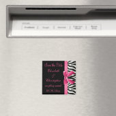 Zebrastrepen & roze gedrukte strik Sla de datum op Magneet (Insitu (Vaatwasser))