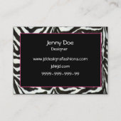 zebrastrepen roze vacht Chic Visitekaartjes (Achterkant)