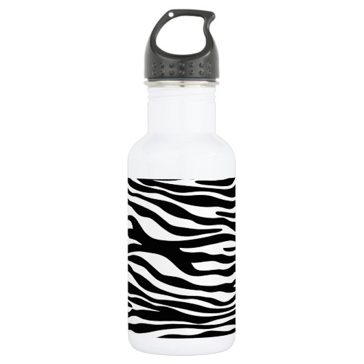 Zebrastrepen, Zwart En Wit Waterfles (Voorkant)