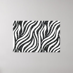 Zebrastrepen Zwart Glitter Wild Dier Chic Canvas Afdruk