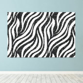 Zebrastrepen Zwart Glitter Wild Dier Chic Canvas Afdruk (Insitu (Houten vloer))