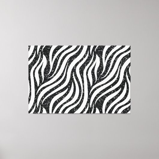 Zebrastrepen Zwart Glitter Wild Dier Chic Canvas Afdruk (Voorkant)