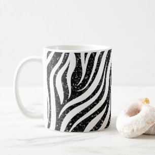 Zebrastrepen Zwart Glitter Wilde Dierenprint Koffiemok