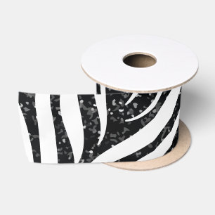 Zebrastrepen Zwart Glitter Wilde Dierenprint Satijnen Lint
