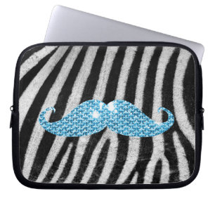 Zebrastripes en blauwe snuitsnor laptop sleeve