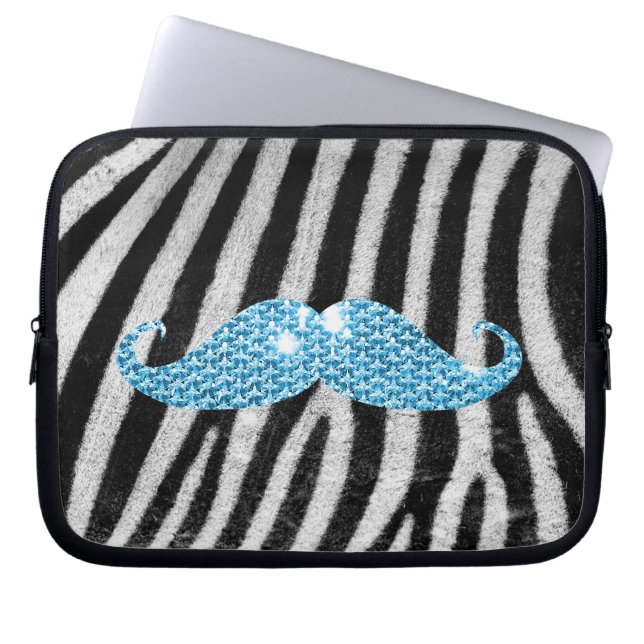 Zebrastripes en blauwe snuitsnor laptop sleeve (Voorkant)