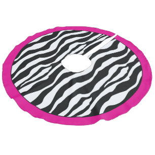 Zebrastripes en warme roze rammen imitatie linnen kerstboom kleed