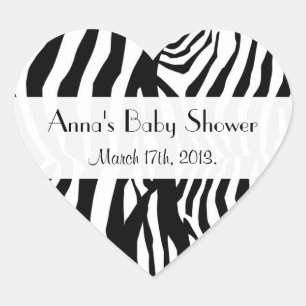 Zebrastripes, zwart-wit, Baby shower Hart Sticker