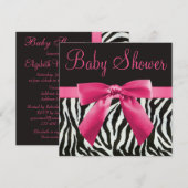 Zebrastrips en roze Baby shower met drukknop Kaart (Voorkant / Achterkant)