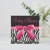 Zebrastrips en roze Baby shower met drukknop Kaart (Staand voorkant)