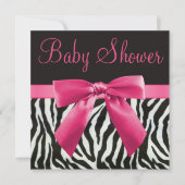 Zebrastrips en roze Baby shower met drukknop Kaart (Voorkant)