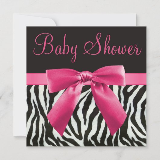 Zebrastrips en roze Baby shower met drukknop Kaart (Voorkant)