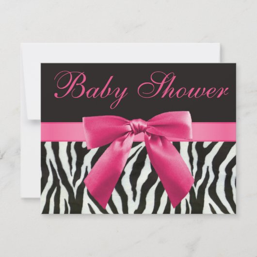 Zebrastrips en roze Baby shower met drukknop Kaart (Voorkant)