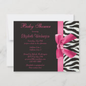 Zebrastrips en roze Baby shower met drukknop Kaart (Achterkant)