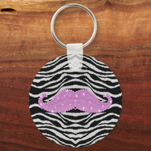 Zebrastrips en roze band sleutelhanger (Voorkant)