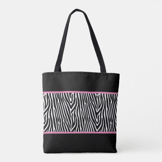 Zebrastrips en roze stropen tote bag (Achterkant)