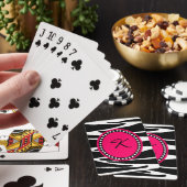 Zebrastrips en warmroze monogrammen Initiaal Pokerkaarten (Insitu)