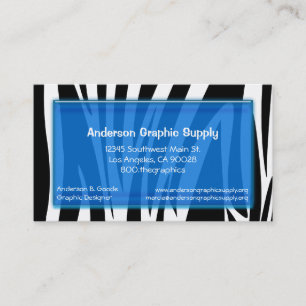 Zebrastrips met blauw glazen rechthoek visitekaartje