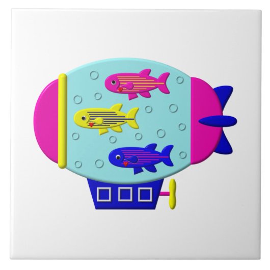 Zebravis in een Zeppelin Tegeltje (Voorkant)