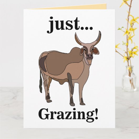 Zebu Rundvee Koe Dier Kaart (Gele Bloem)