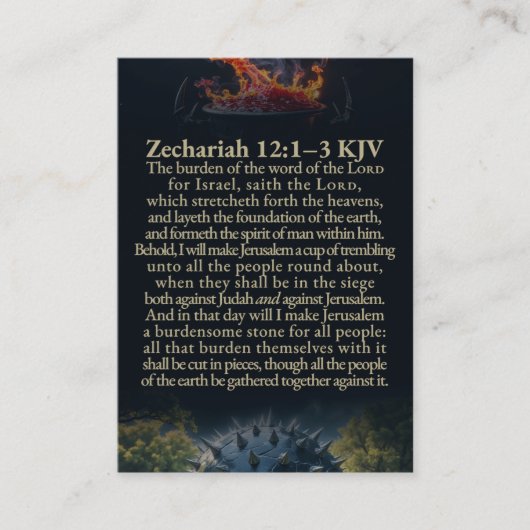 Zechariah 12:1-10 and Psalm 122:6 KJV Card Visitekaartje (Voorkant)