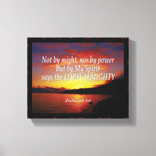 Zechariah 4:6 NIET DOOR MISHT OF DOOR Christelijke Canvas Afdruk