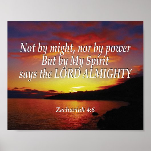 Zechariah 4:6 NIET DOOR MISHT OF DOOR Christelijke Poster (Voorkant)
