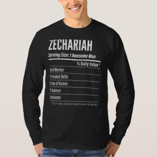 Zechariah Serving Size Nutrition Label Calories T-shirt