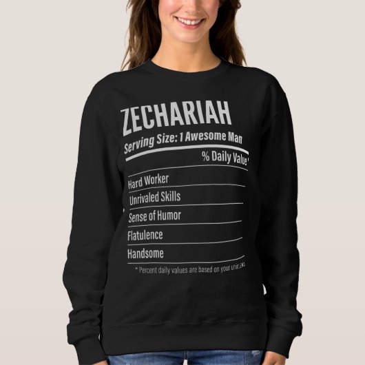 Zechariah Serving Size Nutrition Label Calories Trui (Voorkant)