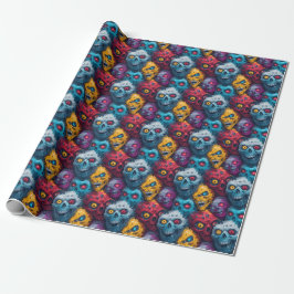 Zed Head - Neon Zombie Horde Patroon Cadeaupapier