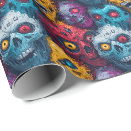 Zed Head - Neon Zombie Horde Patroon Cadeaupapier