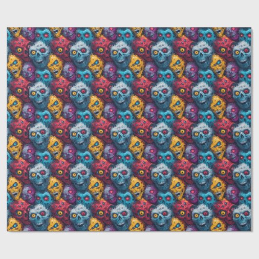 Zed Head - Neon Zombie Horde Pattern Cadeaupapier (Vlak)