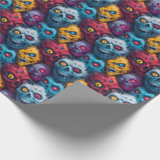 Zed Head - Neon Zombie Horde Pattern Cadeaupapier (Hoek)