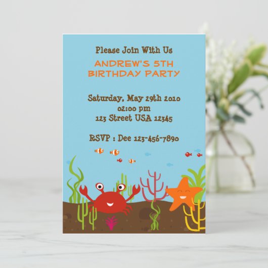 Zee - 5x7 partijuitnodiging kaart (Staand voorkant)