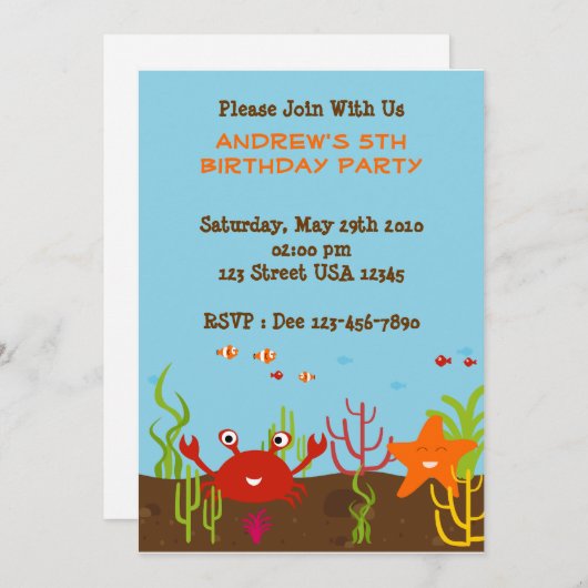 Zee - 5x7 partijuitnodiging kaart (Voorkant / Achterkant)