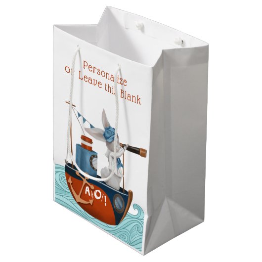 Zee Adventure Nautical Baby Boy Shower Medium Cadeauzakje (Voorkant Gekanteld)