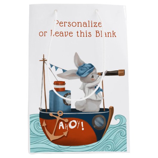 Zee Adventure Nautical Baby Boy Shower Medium Cadeauzakje (Voorkant)