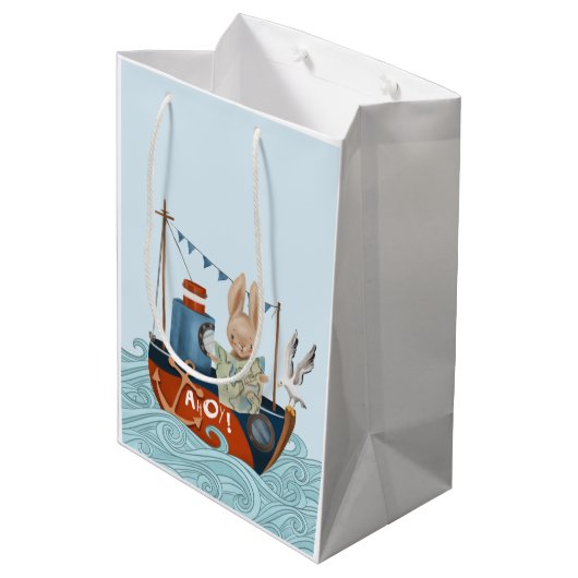 Zee Adventure Nautical Baby Boy Shower Medium Cadeauzakje (Achterkant Gekanteld)