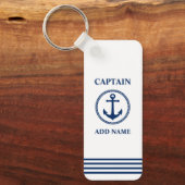Zee Anchor Kapitein Naam of Boat Naam Wit toevoege Sleutelhanger (Voorkant)