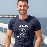 Zee Anchor Kapitein Naam of Boat Name Navy Blue to T-shirt<br><div class="desc">Zee Anchor Captain Voeg naam of bootnaam Navy Blue T-shirt toe</div>