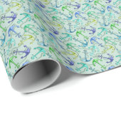 Zee Anchors en hellingspatroon Cadeaupapier (Rol Hoek)