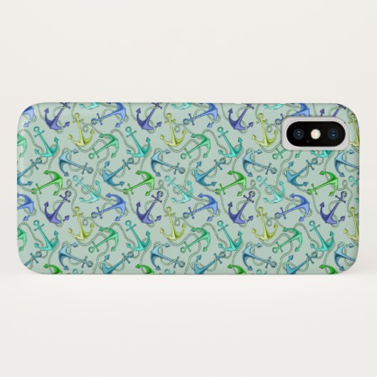 Zee Anchors en hellingspatroon Case-Mate iPhone Case (Achterkant (horizontaal))