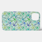 Zee Anchors en hellingspatroon Case-Mate iPhone Case (Achterkant (horizontaal))