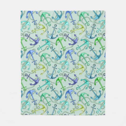 Zee Anchors en hellingspatroon Fleece Deken (Voorkant)