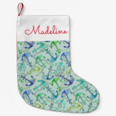 Zee Anchors en hellingspatroon | Jouw namen toevoe Kleine Kerstsok (Voorkant)