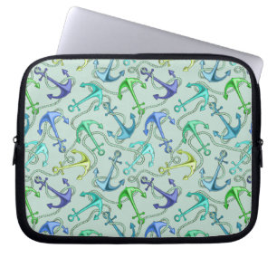 Zee Anchors en hellingspatroon Laptop Sleeve