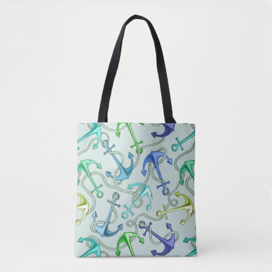 Zee Anchors en hellingspatroon Tote Bag (Voorkant)