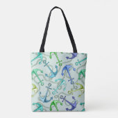Zee Anchors en hellingspatroon Tote Bag (Achterkant)