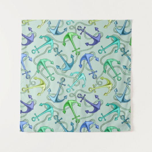 Zee Anchors en hellingspatroon Wandkleed (Voorkant (horizontaal))